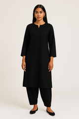 Black Dobby Kurta Set