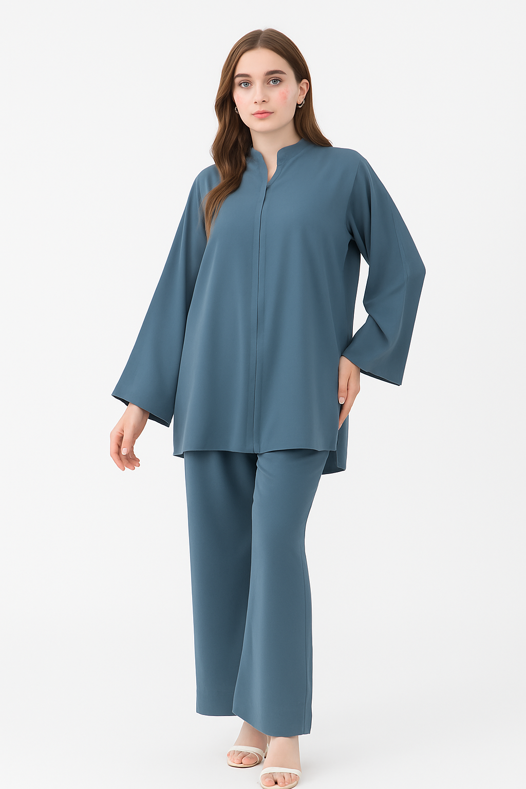 Cyan Blue Georgette Coord Set