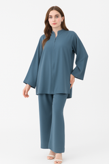 Cyan Blue Georgette Coord Set