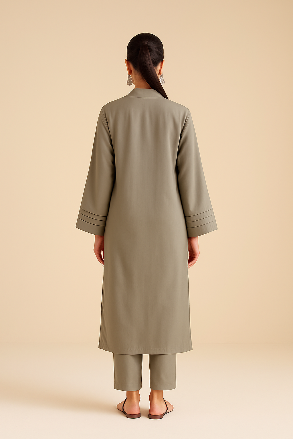 Olive Grey Blend Kurta Set