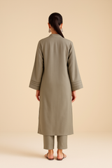 Olive Grey Blend Kurta Set