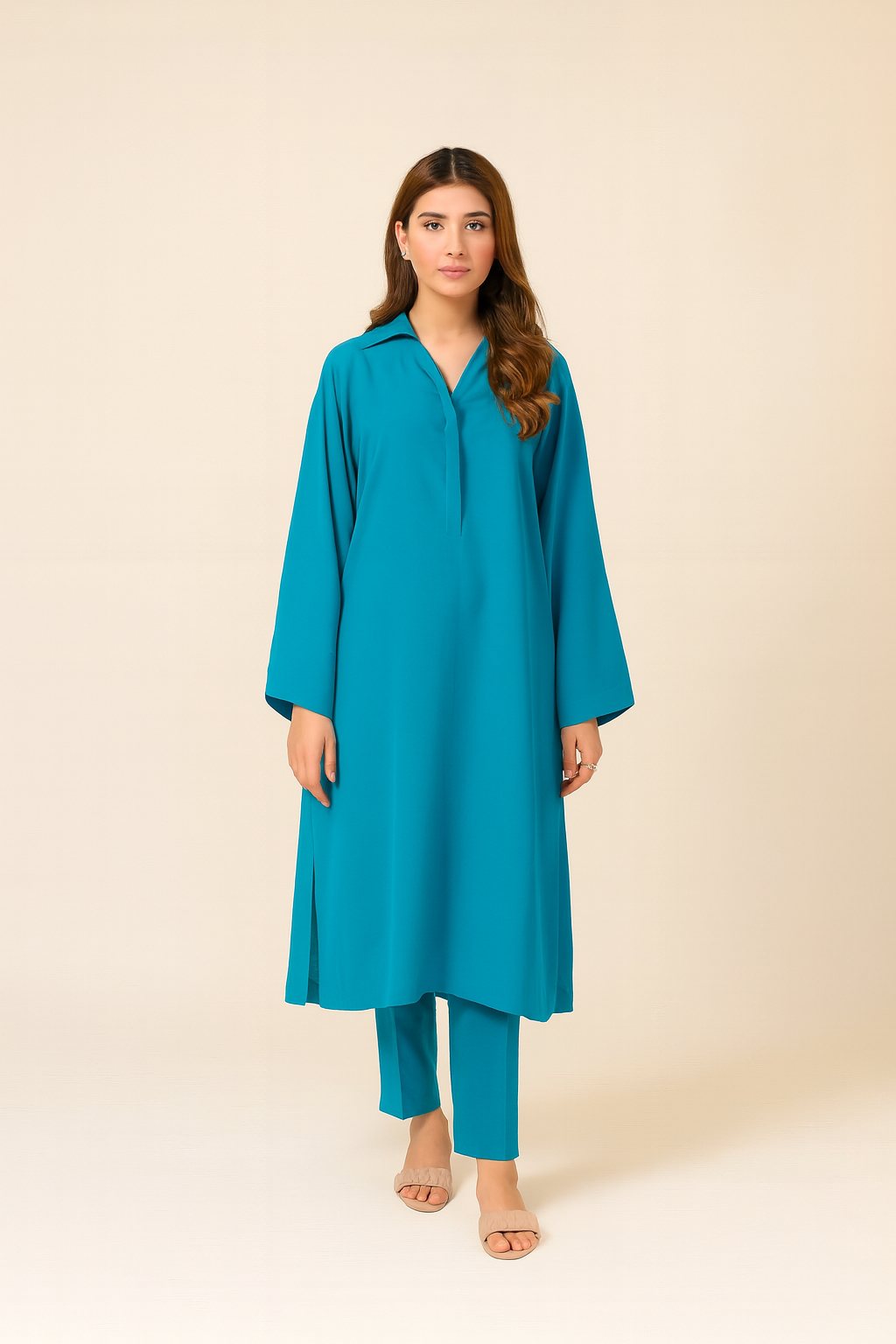 Cyan Blue Georgette Coord Set