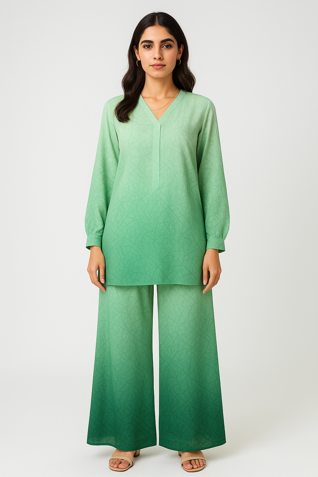 Georgette Ombre Green Set