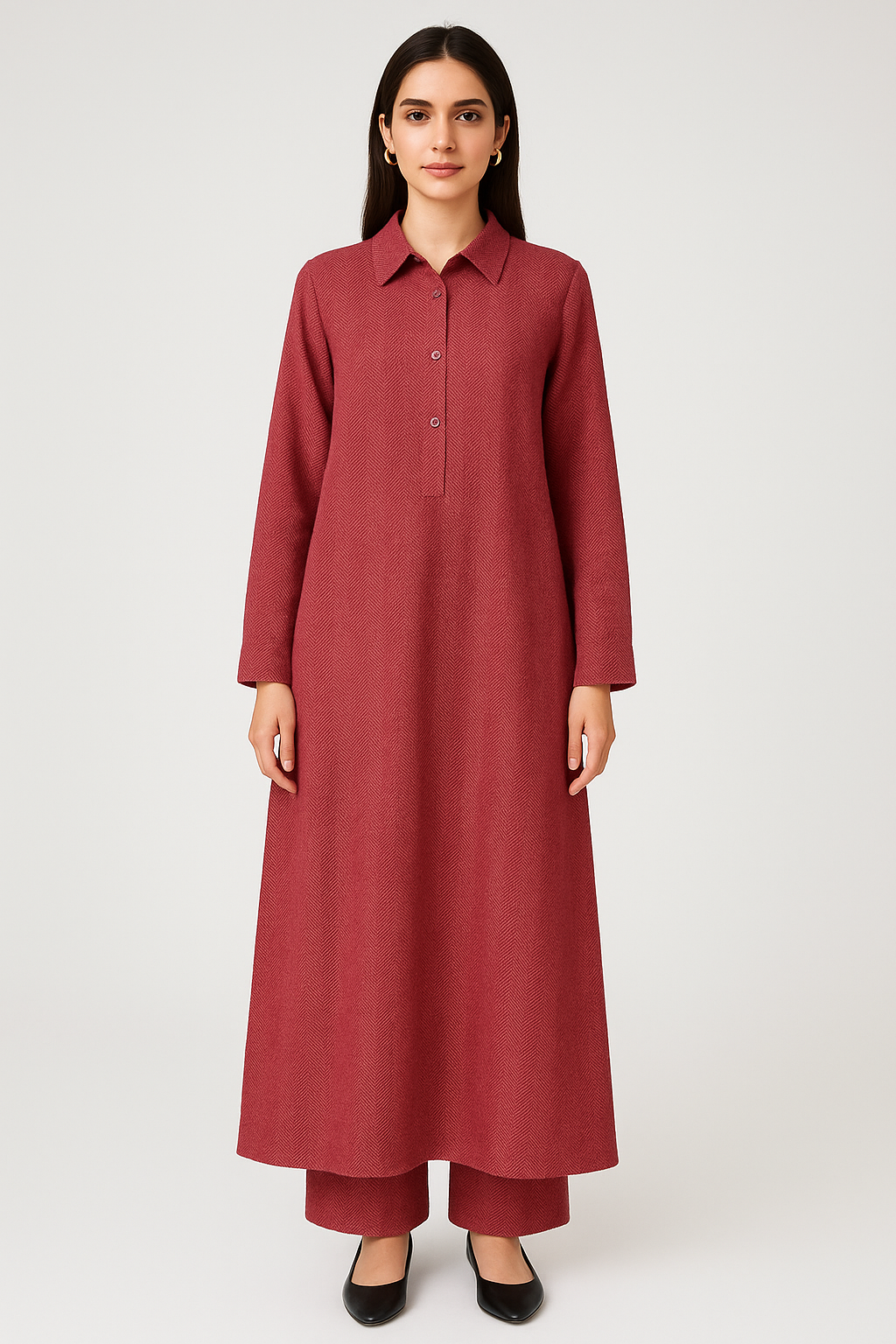 Denim Wool Set Maroon