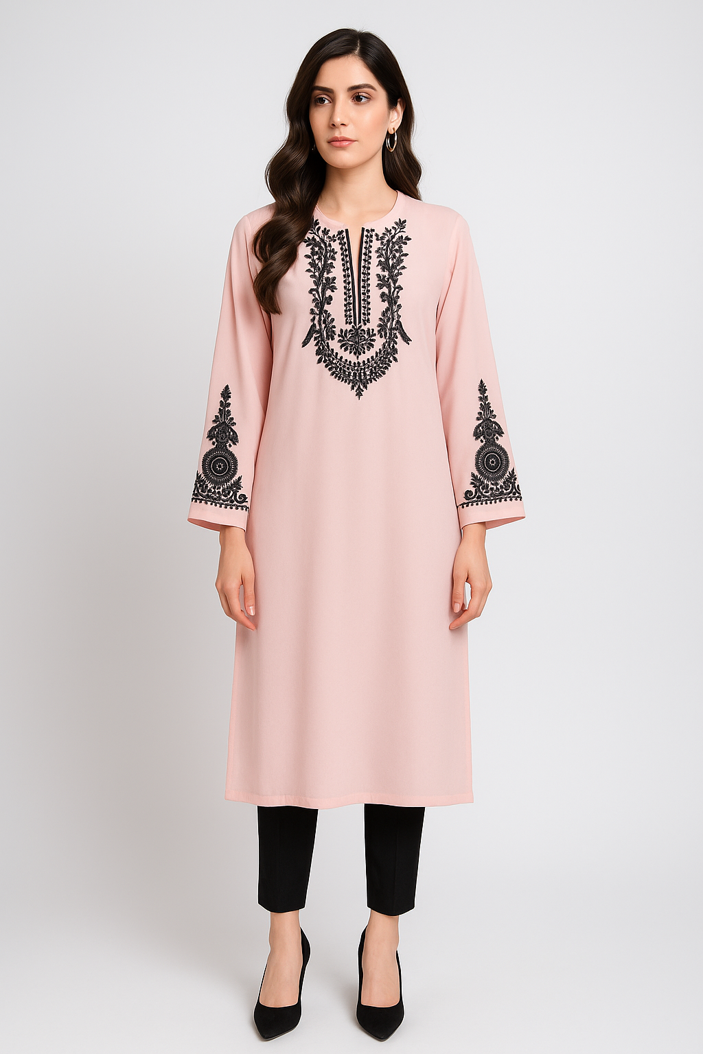 Blush Pink Georgette Embroidered Set