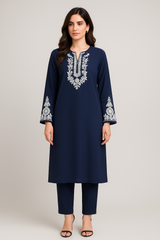 Navy Georgette Embroidered Set