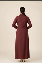 Comb Linen Maroon One Piece