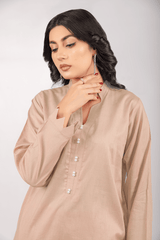 Beige Lawn Cotton Solid 2PC