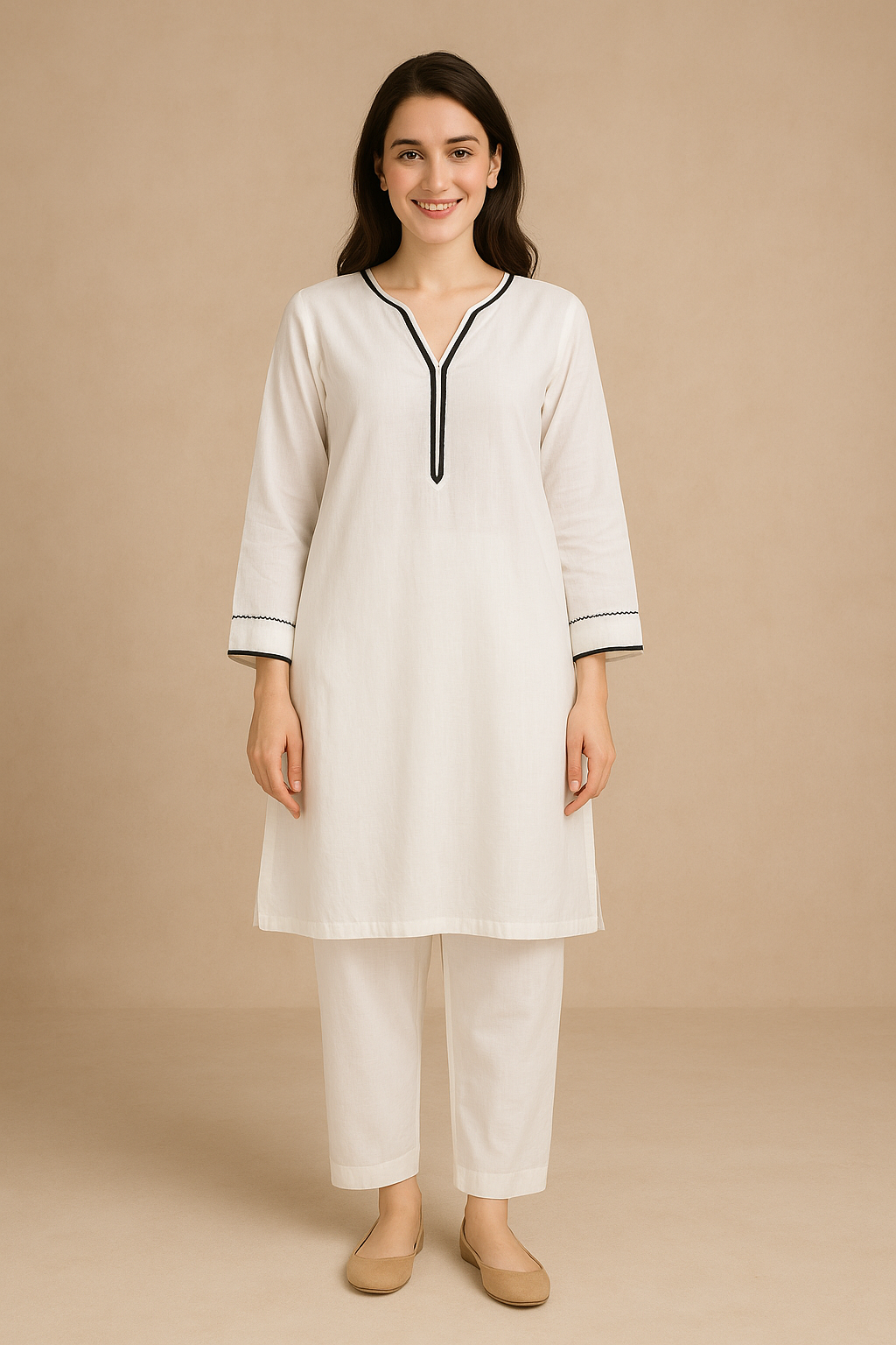 Cotton Lawn White 2PC