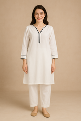 Cotton Lawn White 2PC