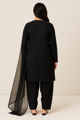 Black Shalwar Kameez 3PC