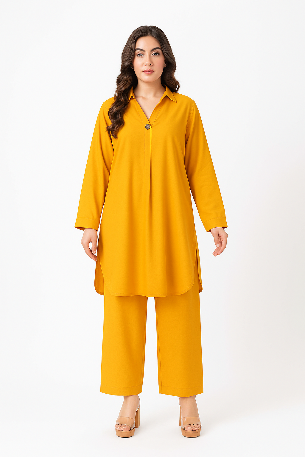 Yellow Georgette Coord Set