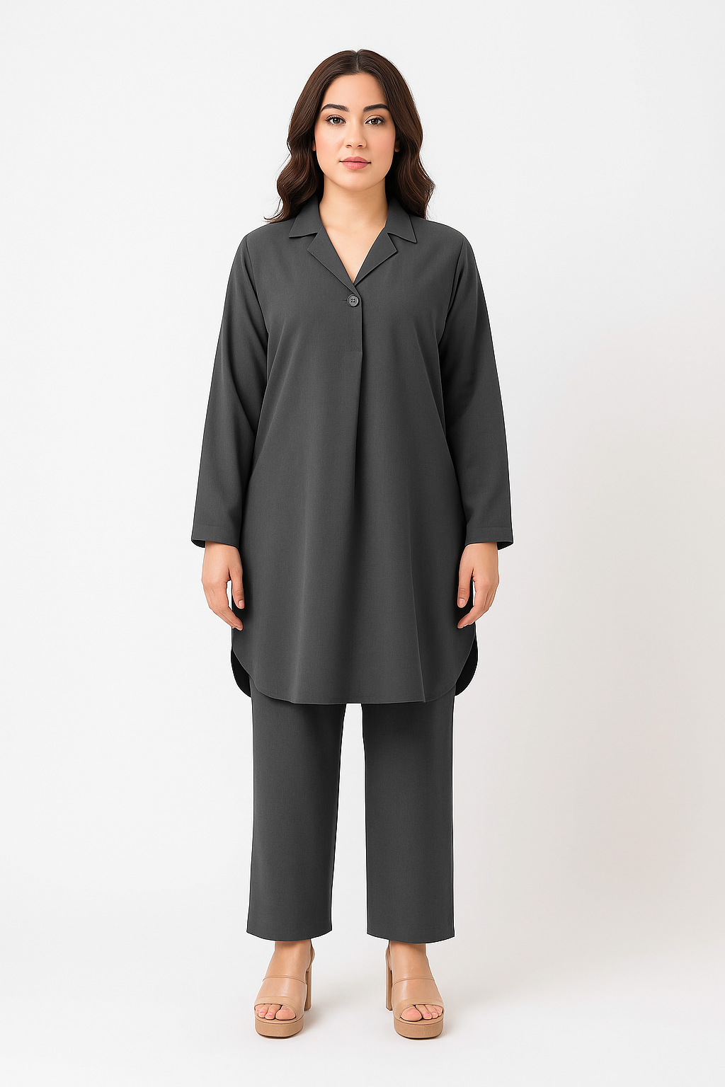 Grey Georgette Coord Set