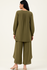 Olive Georgette Coord Set