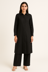 Black Linen Coord Set