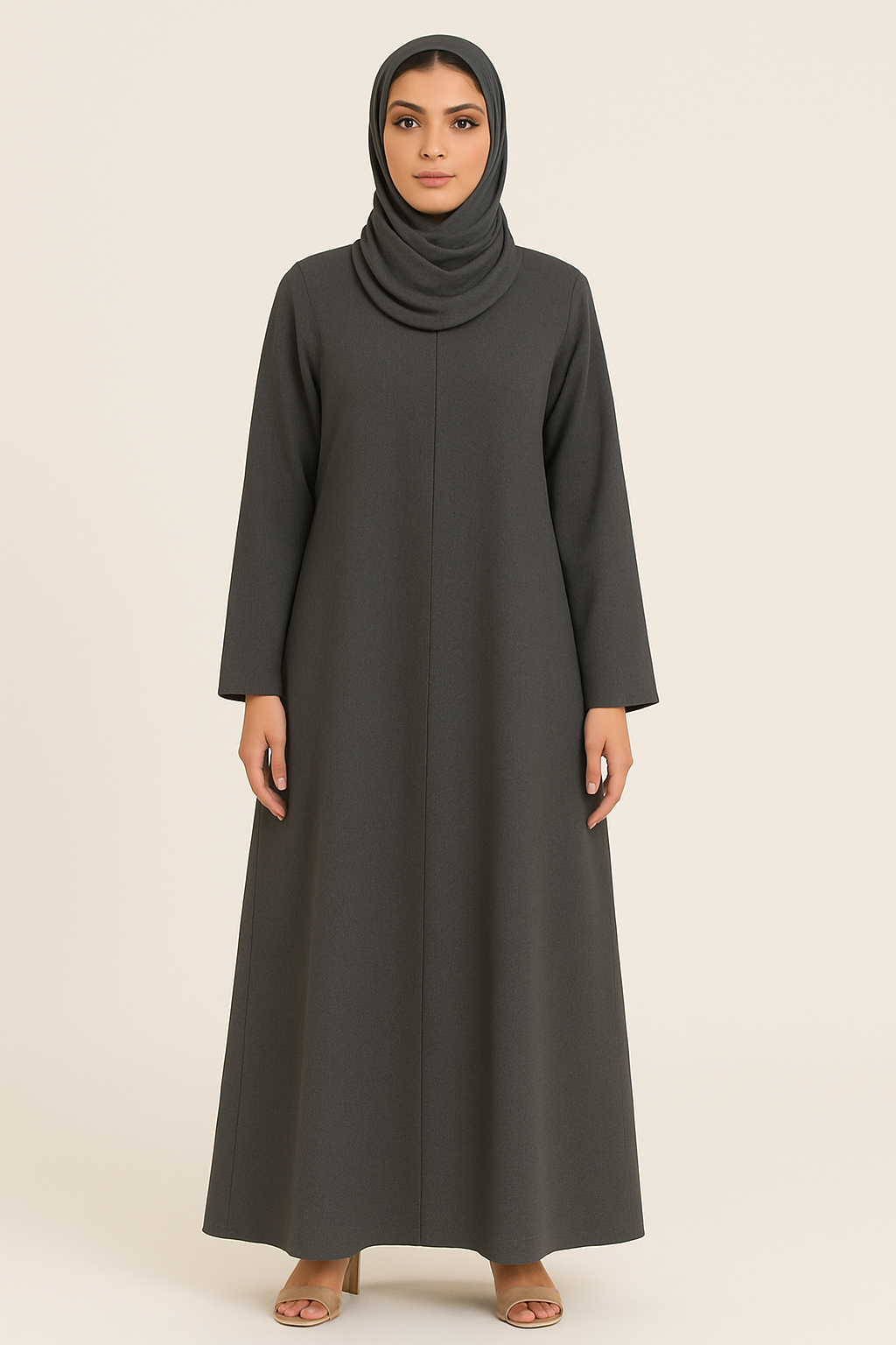 Charcoal Grey Panel Abaya