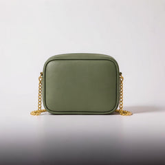 Sage Green Quilted Chain Crossbody Bag