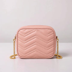 Pink Quilted Chain Crossbody Bag