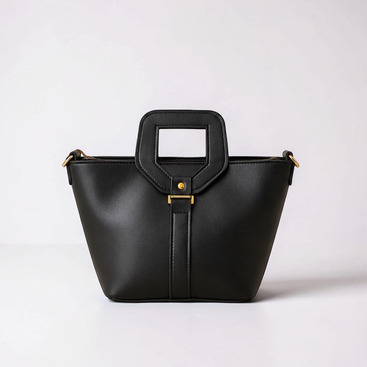 Black Geometric Handle Bag
