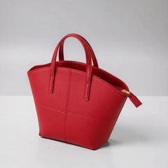 Red Structured Tote Bag