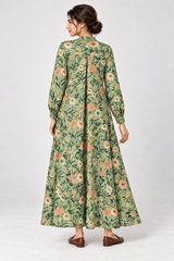 Janya sage meadow floral linen maternity dress, back view