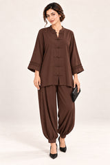 Poise Co-ord Set – Chocolate Brown - Front view
