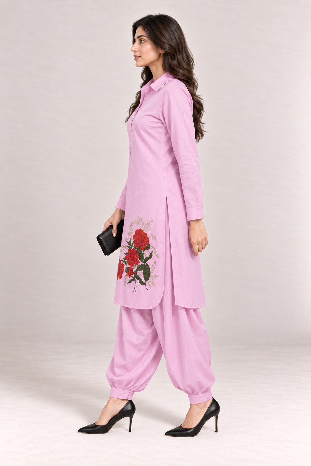 Fleur Poplin Co-ord Set – Lilac Pink - Side