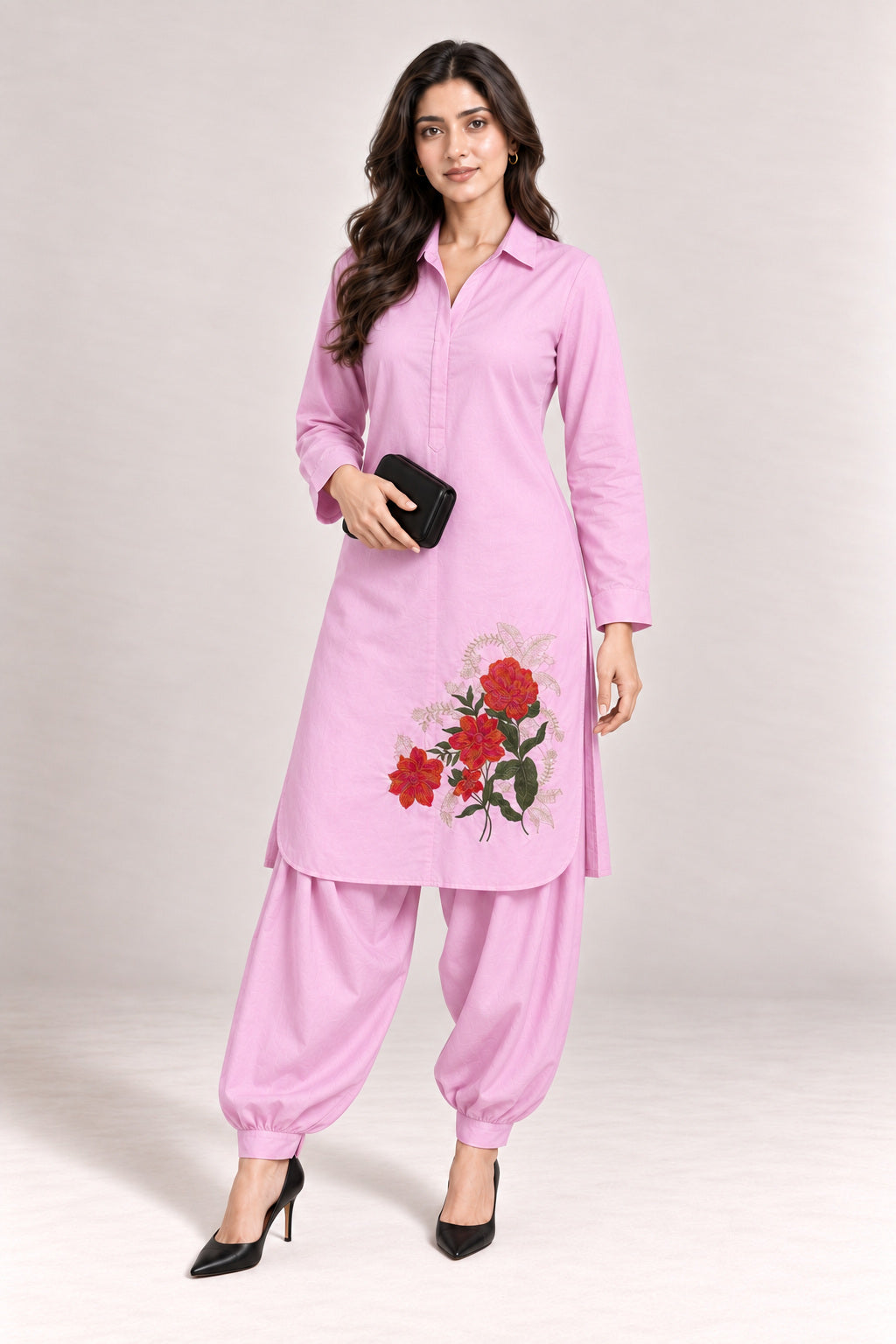 Fleur Poplin Co-ord Set – Lilac Pink - Front Three Quarter