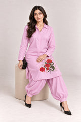 Fleur Poplin Co-ord Set – Lilac Pink - Seated Mood