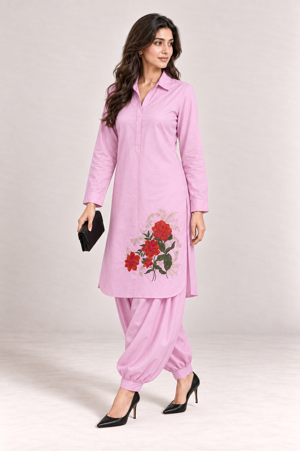 Fleur Poplin Co-ord Set – Lilac Pink - Opposite Angle