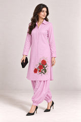 Fleur Poplin Co-ord Set – Lilac Pink - Opposite Angle