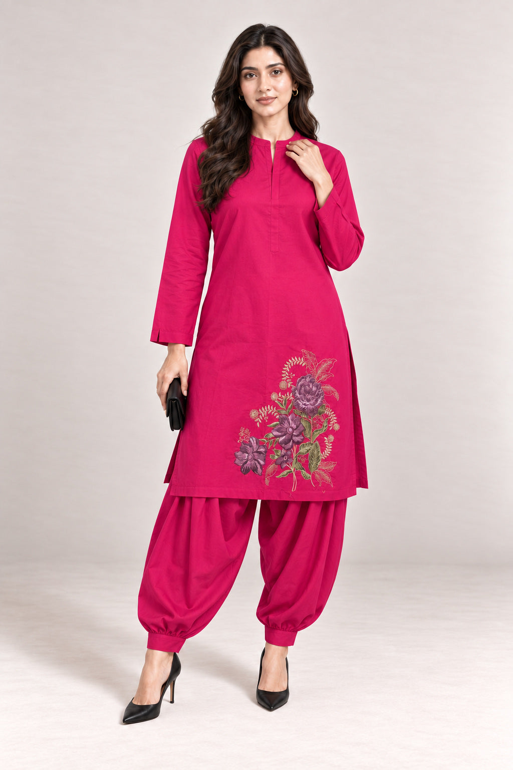 Fleur Poplin Co-ord Set – Fuchsia - Front