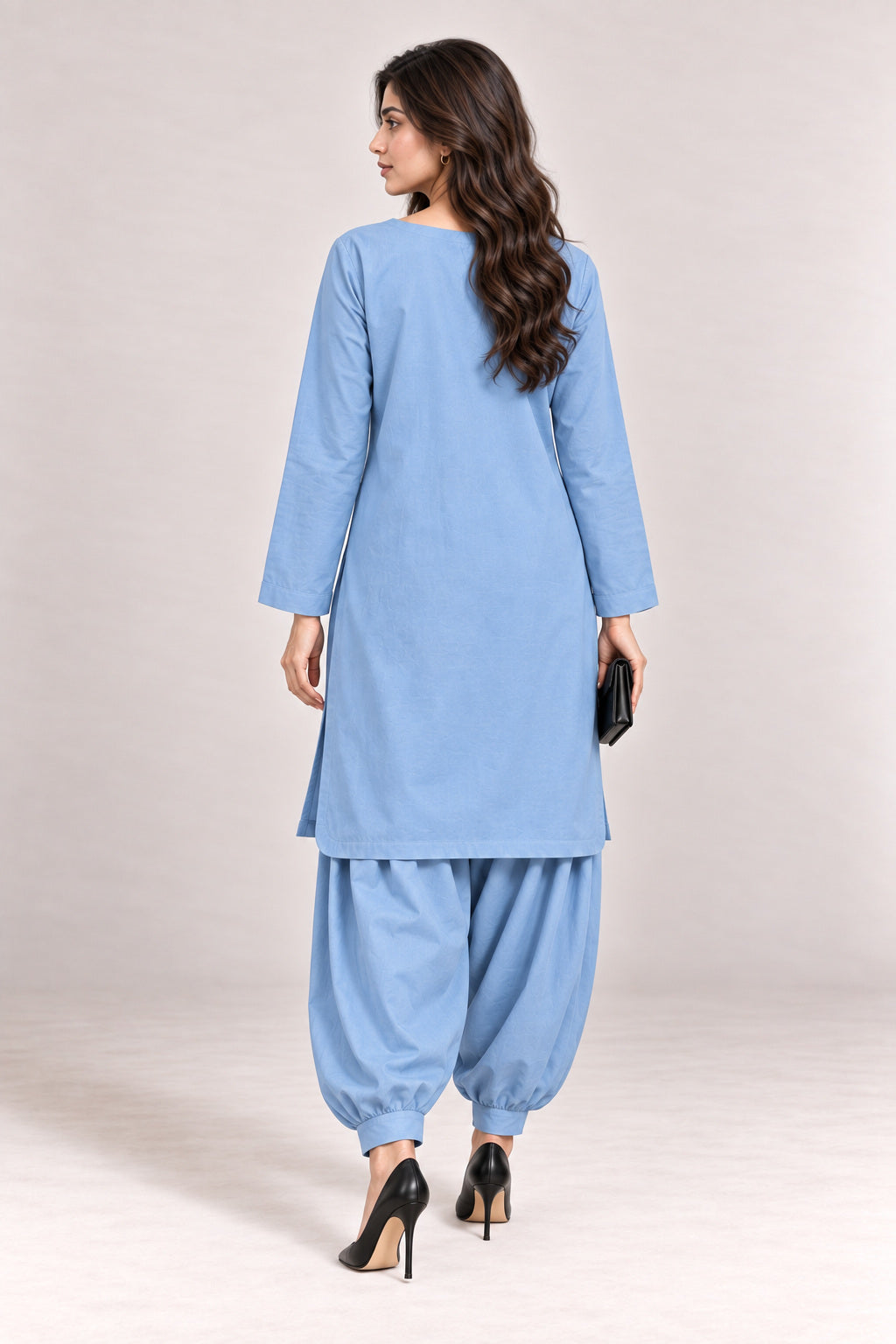 Fleur Poplin Co-ord Set – Powder Blue - Back