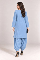 Fleur Poplin Co-ord Set – Powder Blue - Back