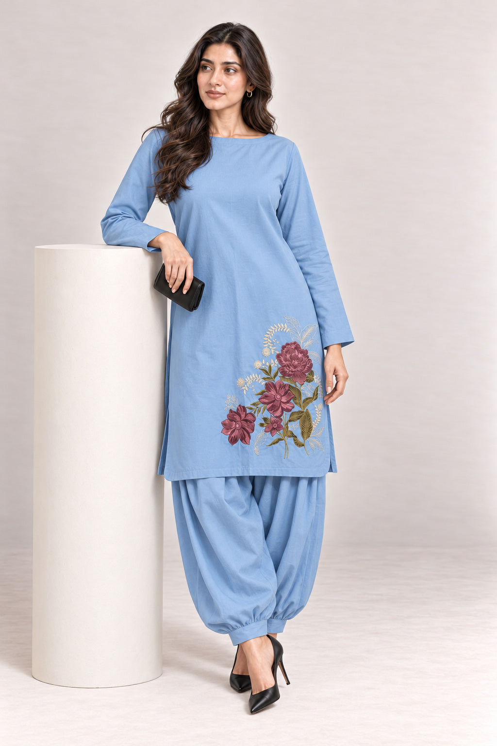Fleur Poplin Co-ord Set – Powder Blue - Plinth Mood