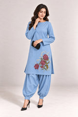 Fleur Poplin Co-ord Set – Powder Blue - Extra Mood