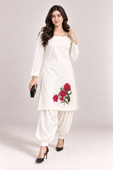 Fleur Poplin Co-ord Set – Ivory Square Neck - Walking Mood
