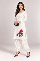 Fleur Poplin Co-ord Set – Ivory Square Neck - Opposite Angle