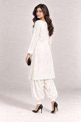 Fleur Poplin Co-ord Set – Ivory Square Neck - Rear Three Quarter