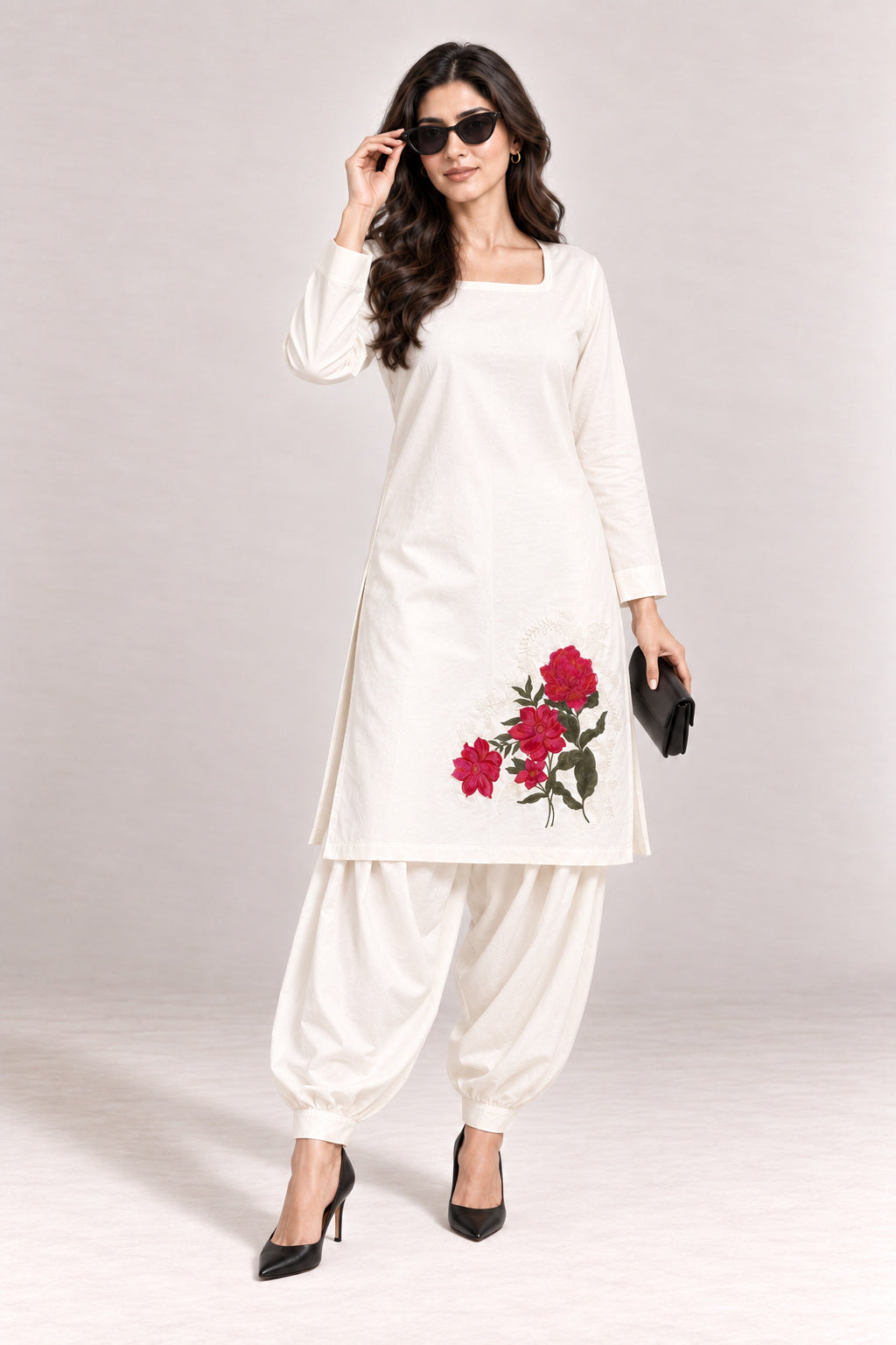 Fleur Poplin Co-ord Set – Ivory Square Neck - Sunglasses Mood