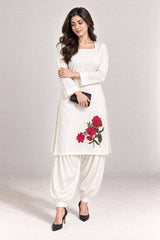 Fleur Poplin Co-ord Set – Ivory Square Neck - Extra Mood