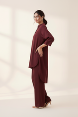 Relaxed Karandi Set Blood Maroon