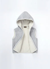 Hooded Sherpa Gilet - Light Grey