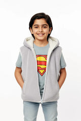 Hooded Sherpa Gilet - Light Grey