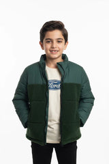 Sherpa Panel Puffer Jacket – Forest Green