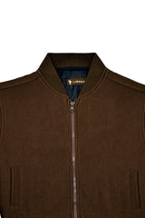 Jacquard Knit Bomber Jacket - Chocolate Brown
