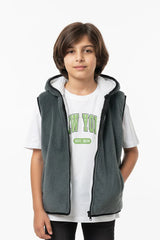 Hooded Sherpa Gilet - Grey