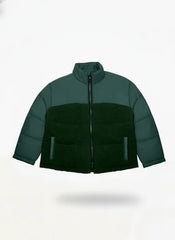 Sherpa Panel Puffer Jacket – Forest Green