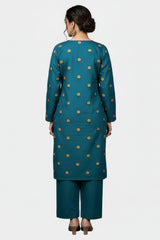 Peach Embroidery Firozi 2PC