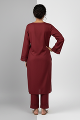 Maroon Karandi Two Piece Set